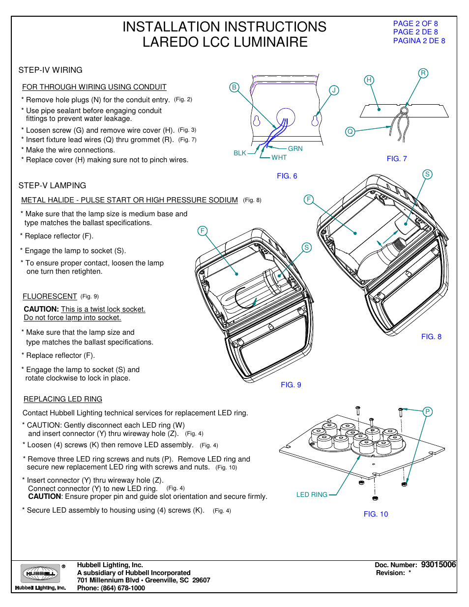 Installation instructions laredo lcc luminaire | Spaulding Lighting Laredo LCC User Manual | Page 2 / 8