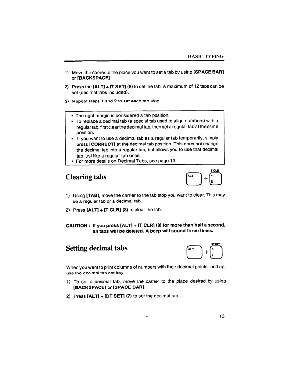 Clearing tabs, Setting decimal tabs | Brother SX-4000 User Manual | Page 15 / 54