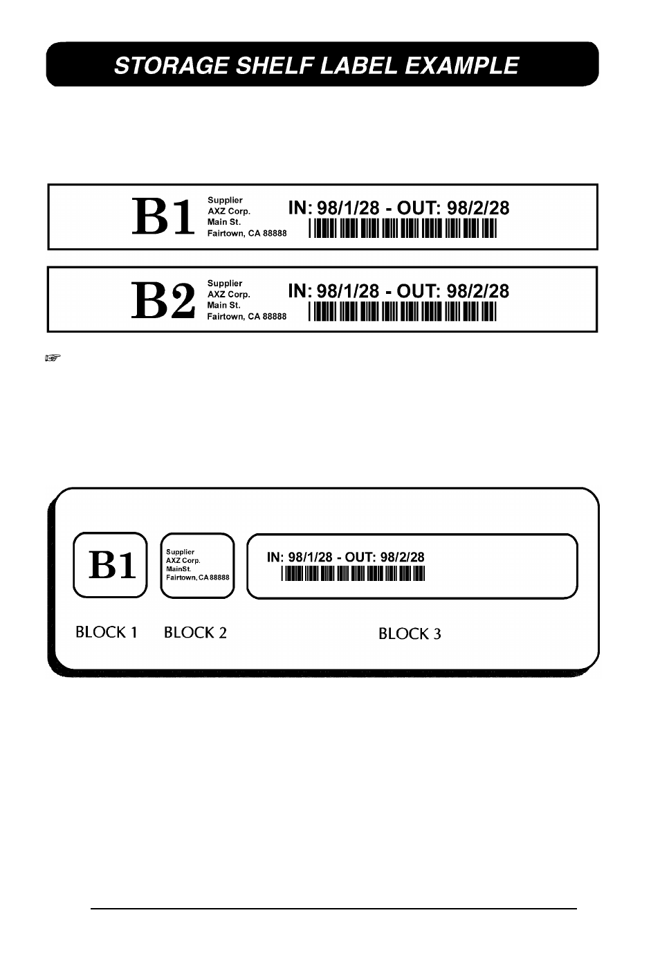 Storage shelf label example | Brother P-touch 550 User Manual | Page 49 / 210