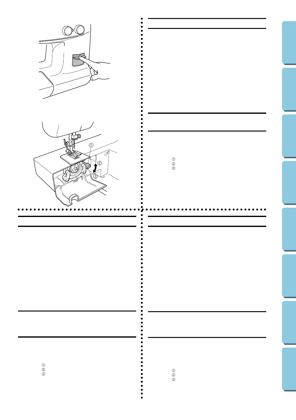Reverse sewing lever, Palanca de retroceso, Leva di cucitura di ritorno | Brother XL5020 User Manual | Page 30 / 82