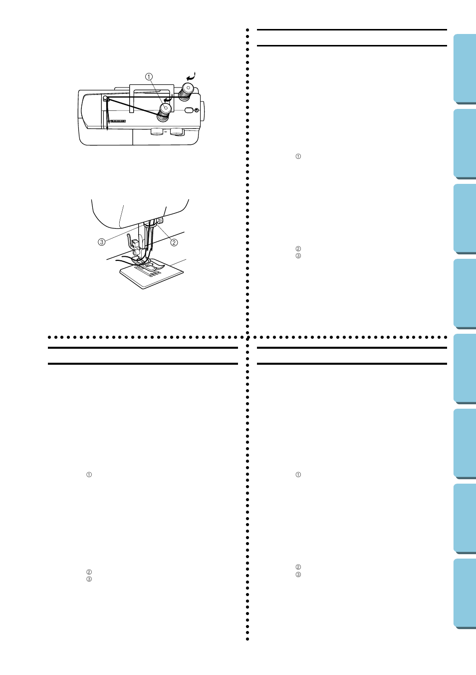 Twin-needle sewing, Costura con aguja doble, Cucitura con ago gemello | Brother XL5020 User Manual | Page 39 / 82