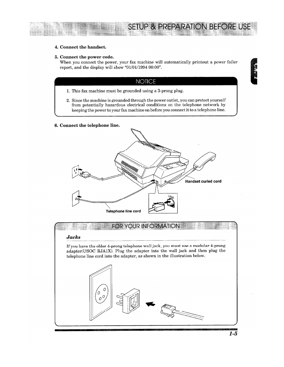 I.|etup & prefv\ration before use | Brother Fax 980 M User Manual | Page 11 / 88