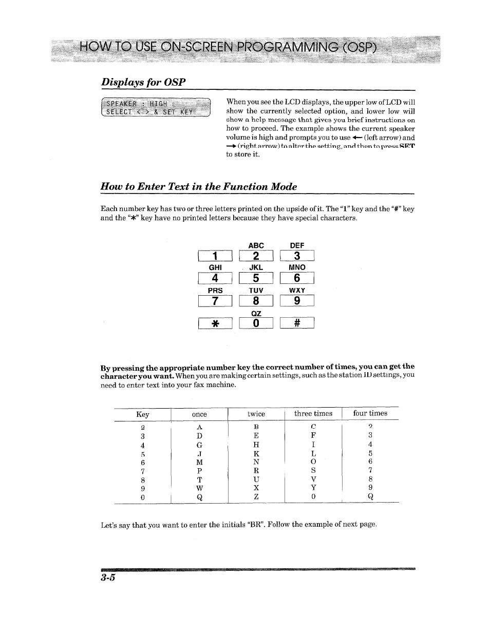 Displays for osp, How to enter text in the function mode, How to use on-screen programming (osp) | Brother Fax 980 M User Manual | Page 22 / 88