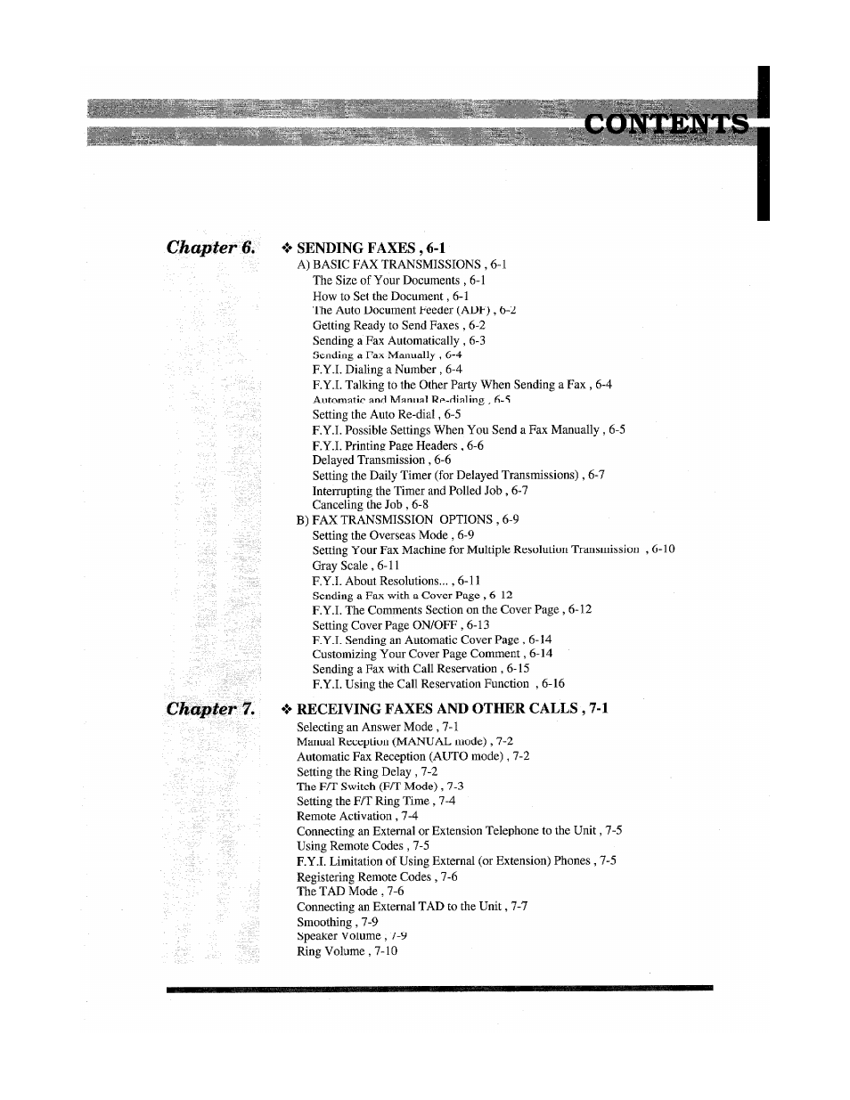 Conxejits, Chapter 6, Chapter | Brother Fax 980 M User Manual | Page 5 / 88