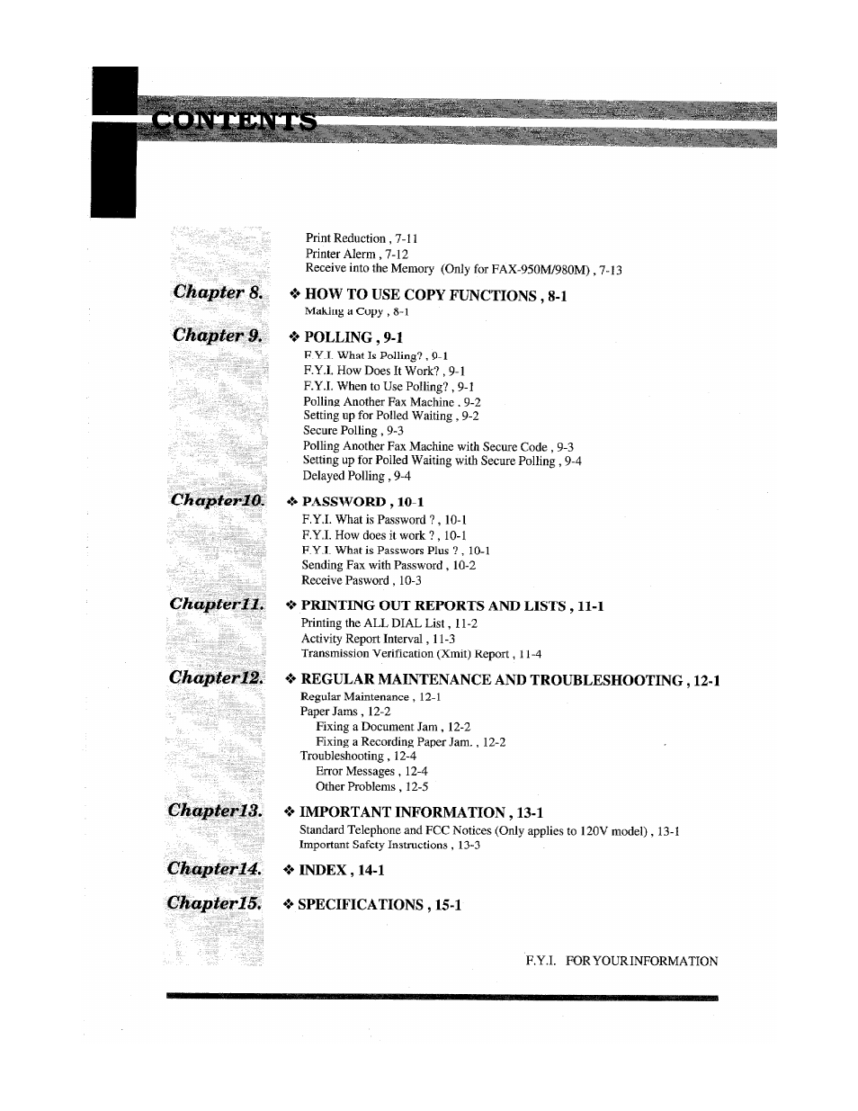 Chapter s, cfmpterb, Chapterlo, Chapterllp | Chapierlm, Chapter, Chapter s, Chapterlo, chapterllp chapierlm, Chapterlb | Brother Fax 980 M User Manual | Page 6 / 88