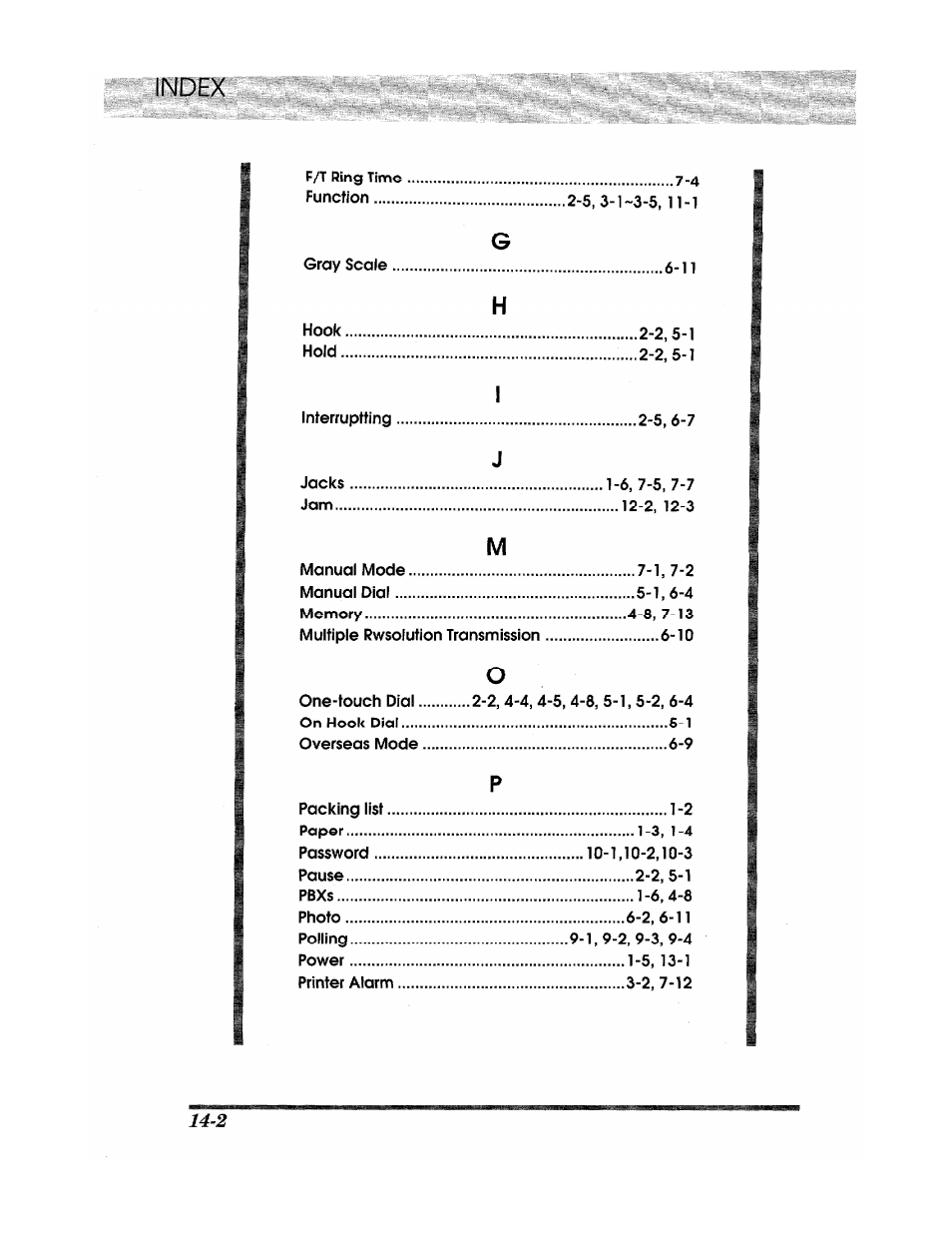 Index | Brother Fax 980 M User Manual | Page 84 / 88