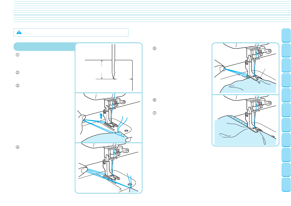 Rolled hem foot, Basic sewing (2) | Brother PQ-1500 User Manual | Page 18 / 25
