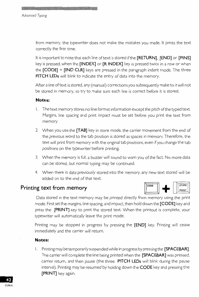 Printing text from memory | Brother EM-430 User Manual | Page 46 / 60