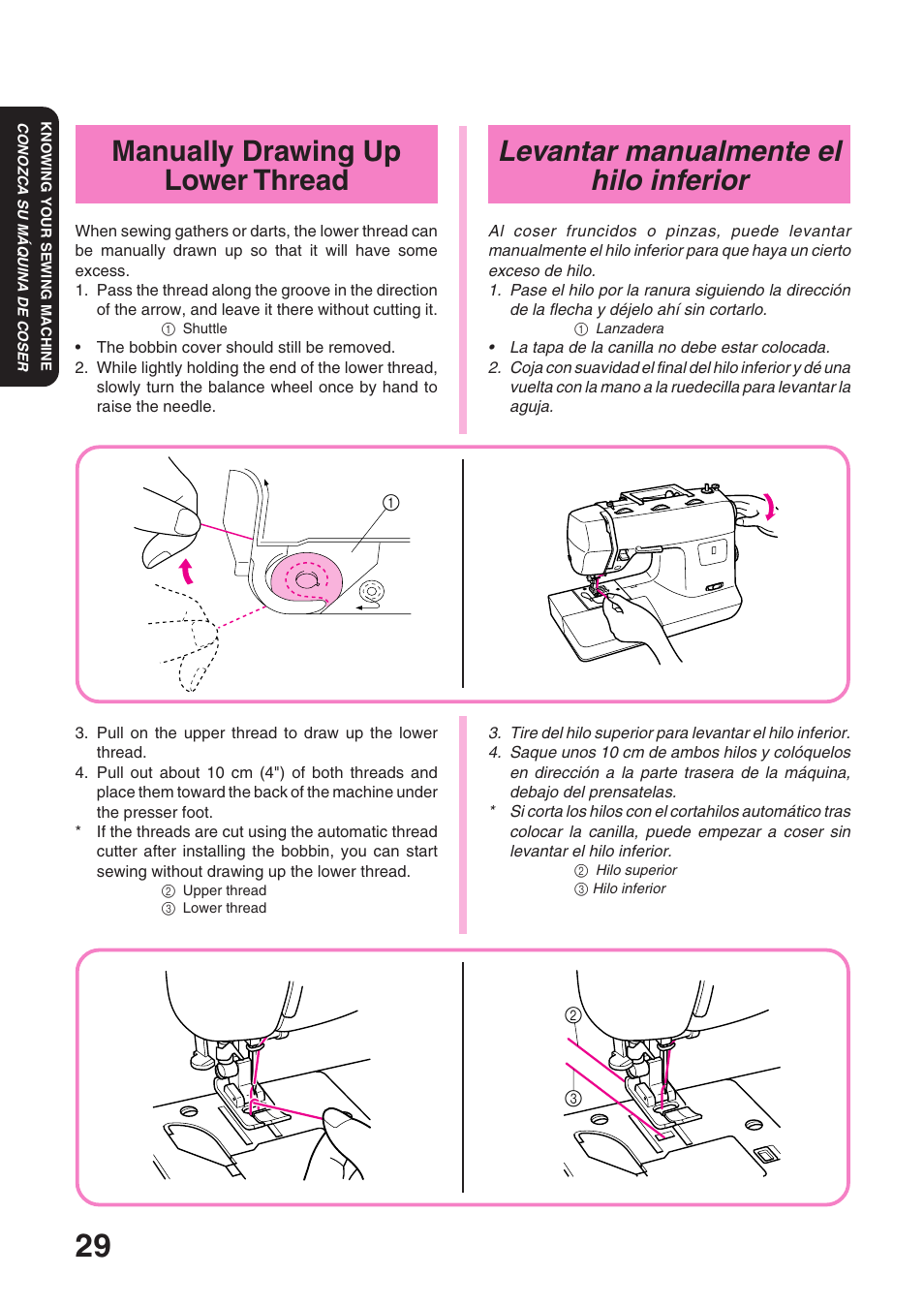 Levantar manualmente el hilo inferior, Manually drawing up lower thread | Brother STAR 120E User Manual | Page 36 / 93