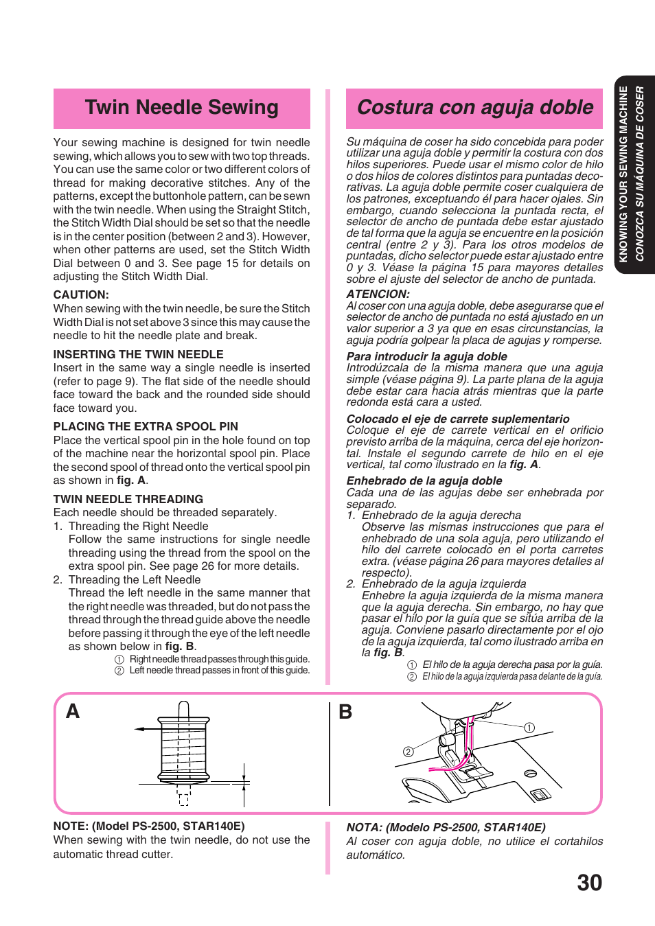 Costura con aguja doble, Twin needle sewing | Brother STAR 120E User Manual | Page 37 / 93