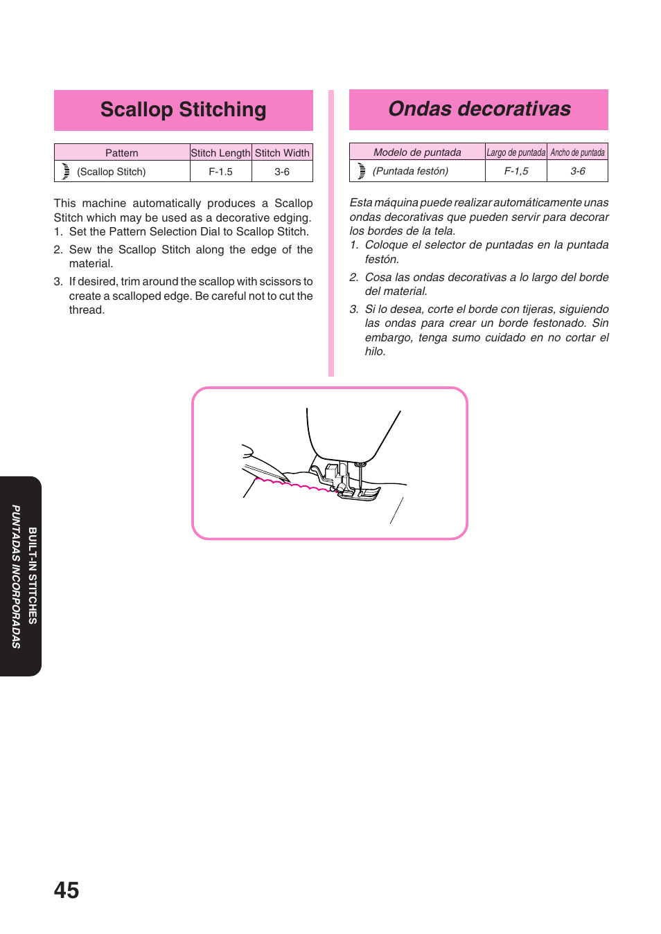 Ondas decorativas, Scallop stitching | Brother STAR 120E User Manual | Page 52 / 93