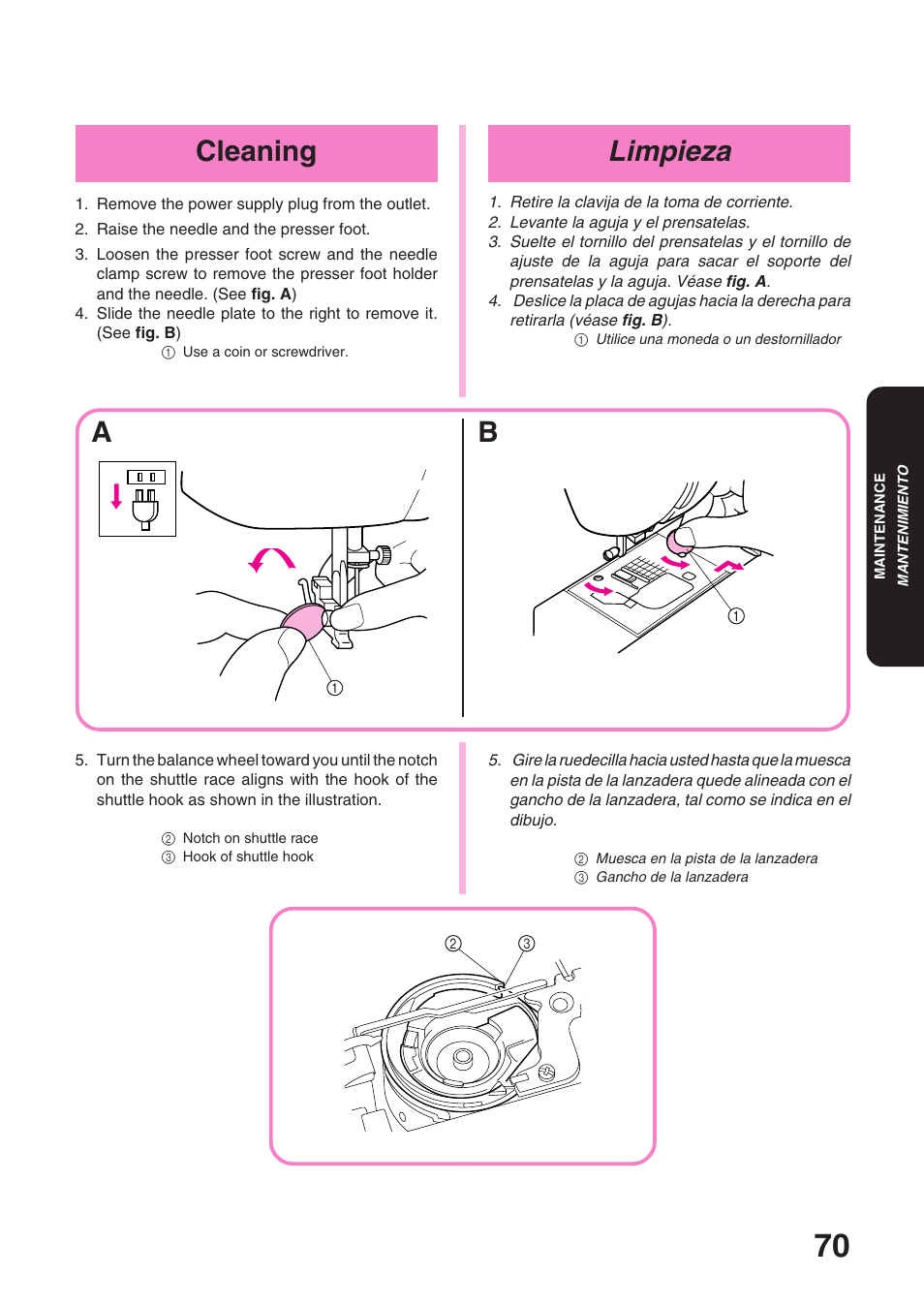 Limpieza, Cleaning | Brother STAR 120E User Manual | Page 77 / 93