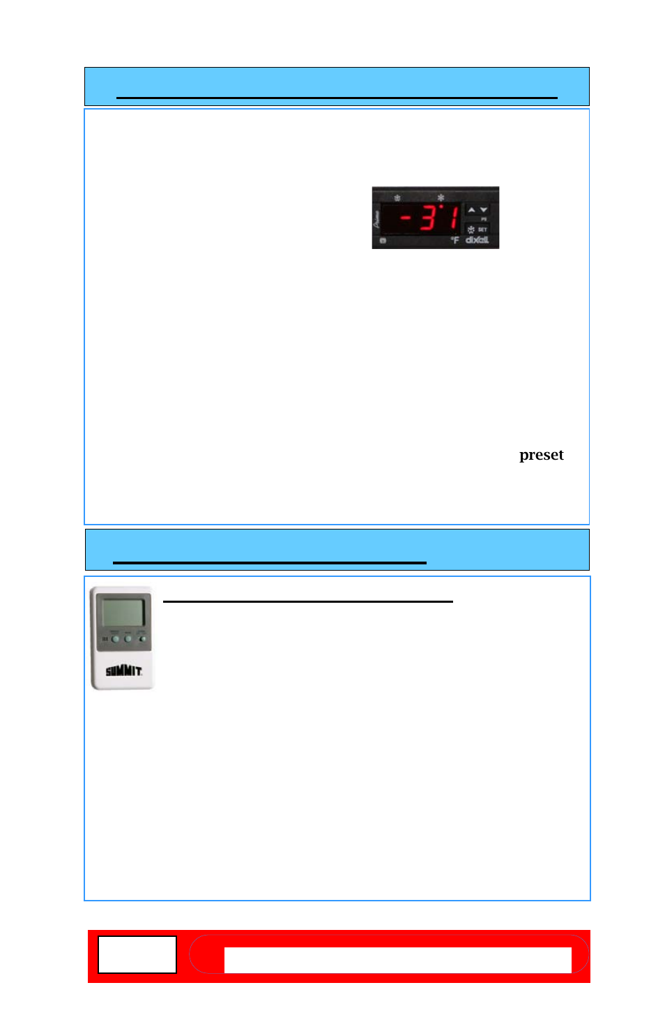 Digital thermostat instructions, Alarm instructions (selected models), Alarm instructions | Resetting the unit, Displaying °f or °c, Selecting the sampling rate | Summit CM411LMED User Manual | Page 10 / 16
