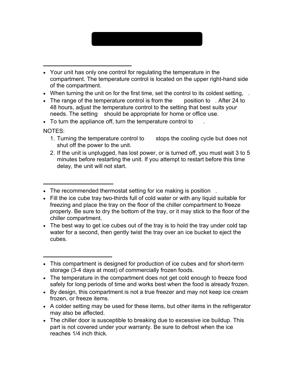 Operating your refrigerator | Summit CM421BLBI User Manual | Page 8 / 12