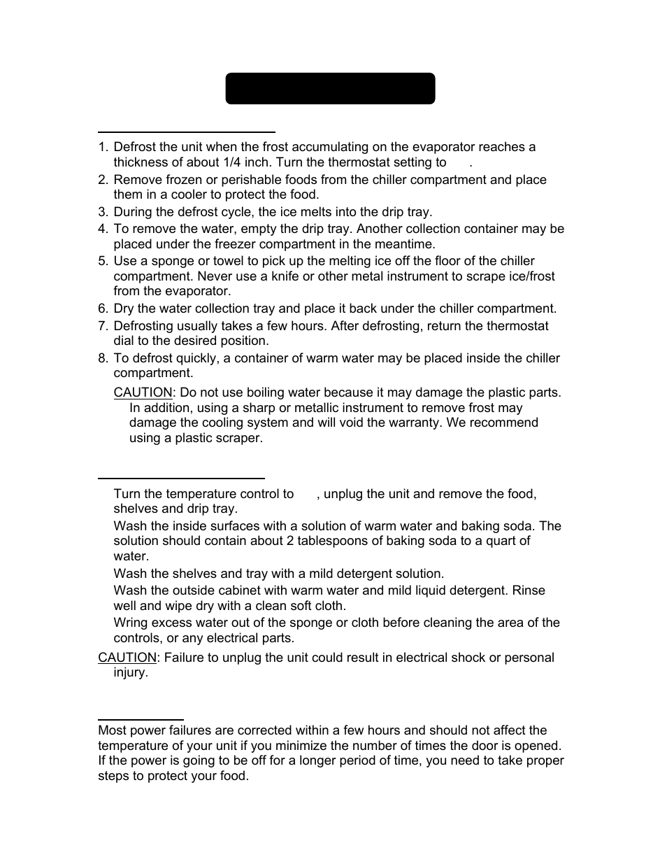 Care and maintenance | Summit CM421BLBI User Manual | Page 9 / 12
