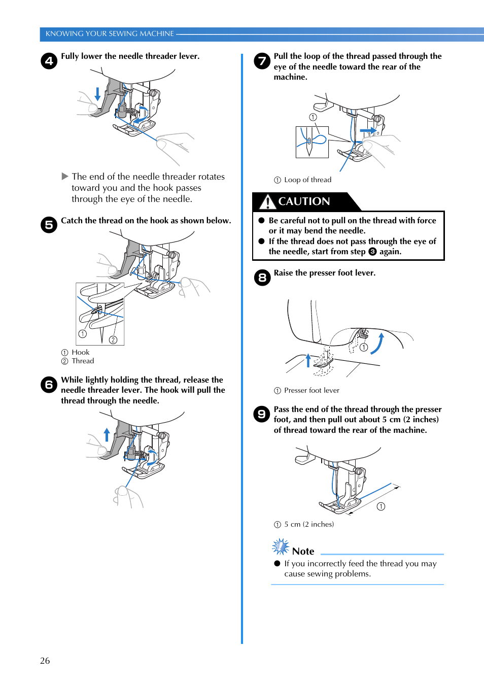 Caution | Brother V61 User Manual | Page 28 / 100