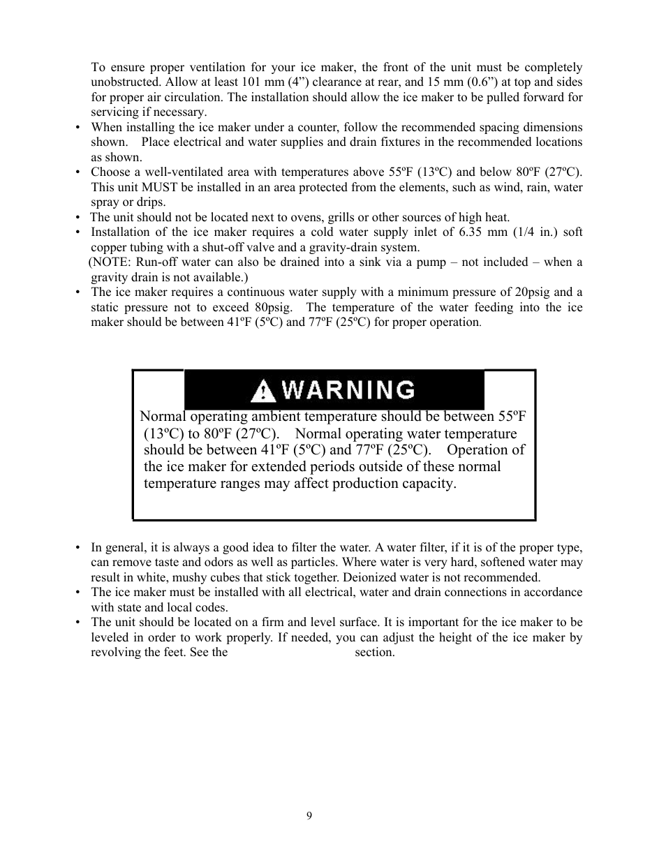 Electrical requirements | Summit BIM70 User Manual | Page 10 / 32