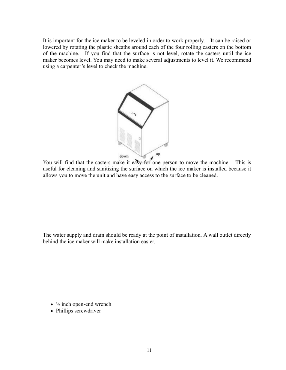 Leveling the ice maker, Water supply and drain connections | Summit BIM70 User Manual | Page 12 / 32