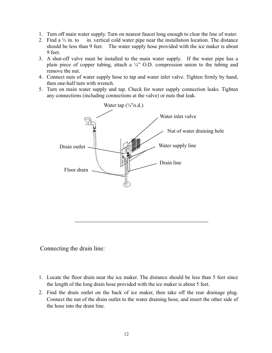 Connecting the drain line | Summit BIM70 User Manual | Page 13 / 32