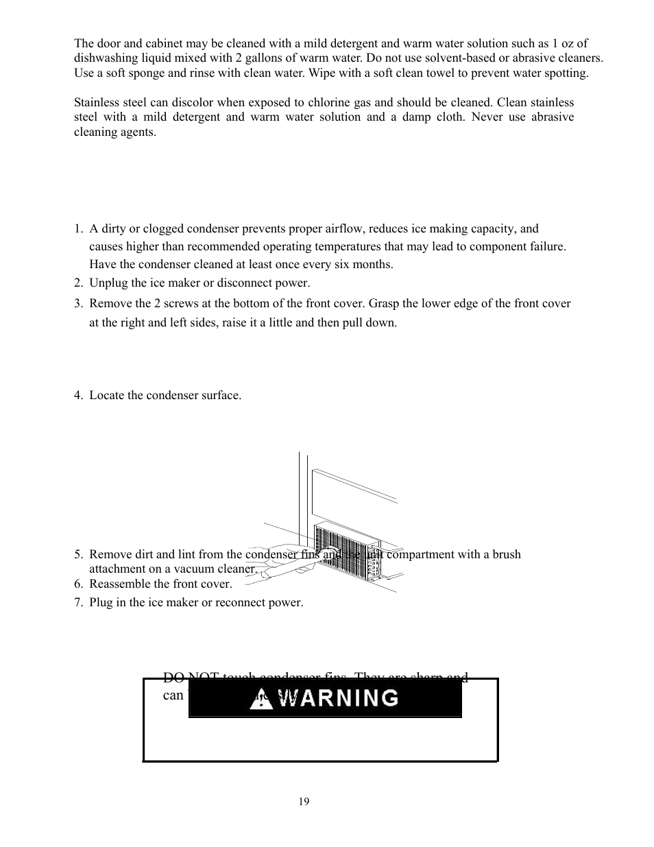 Condenser cleaning | Summit BIM70 User Manual | Page 20 / 32