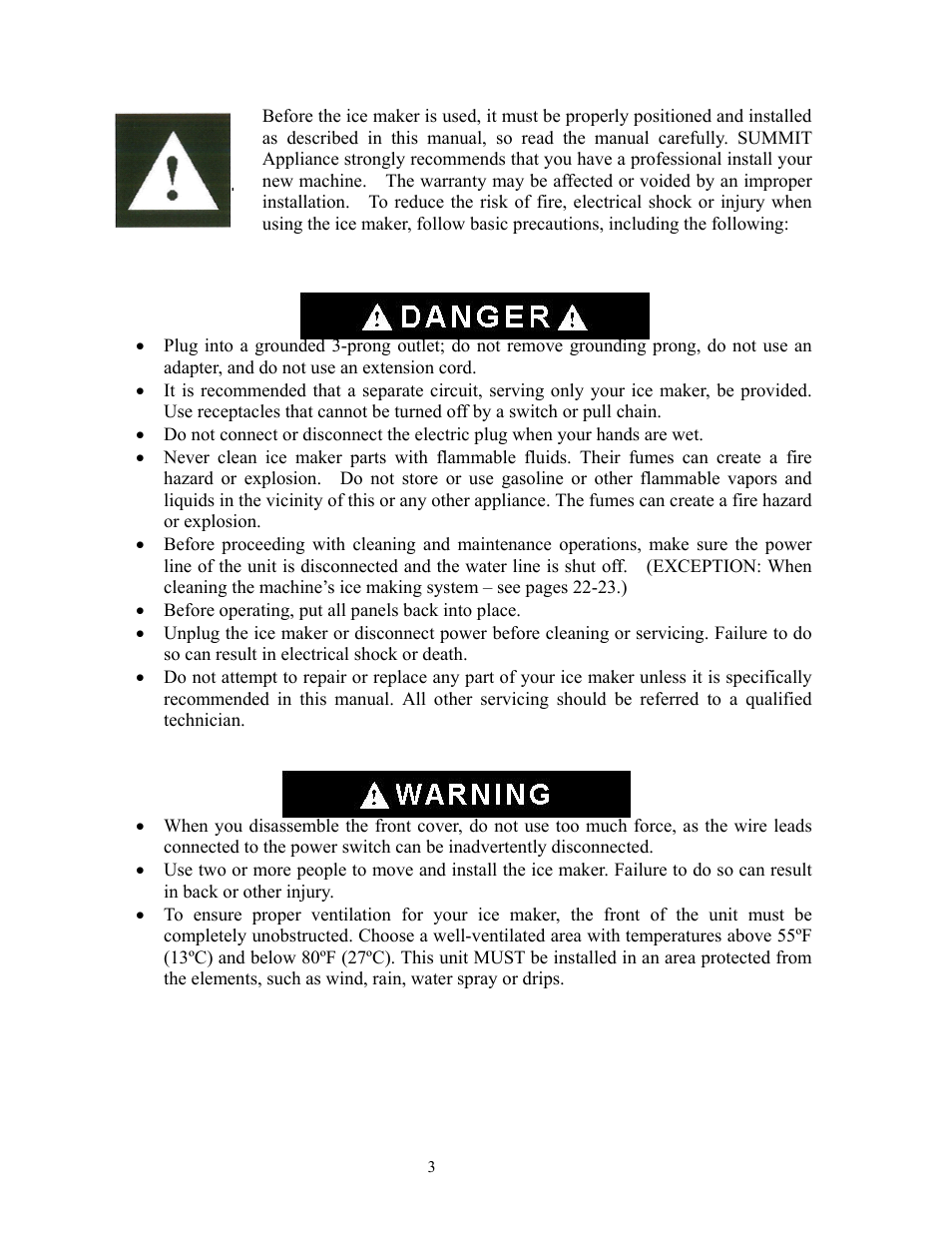 Important safeguards | Summit BIM70 User Manual | Page 4 / 32