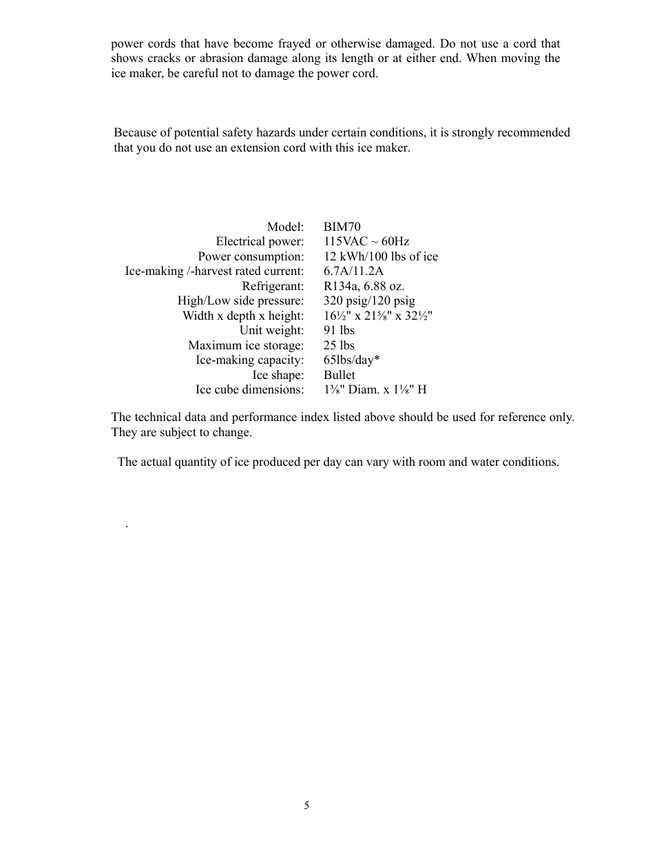 Technical information | Summit BIM70 User Manual | Page 6 / 32