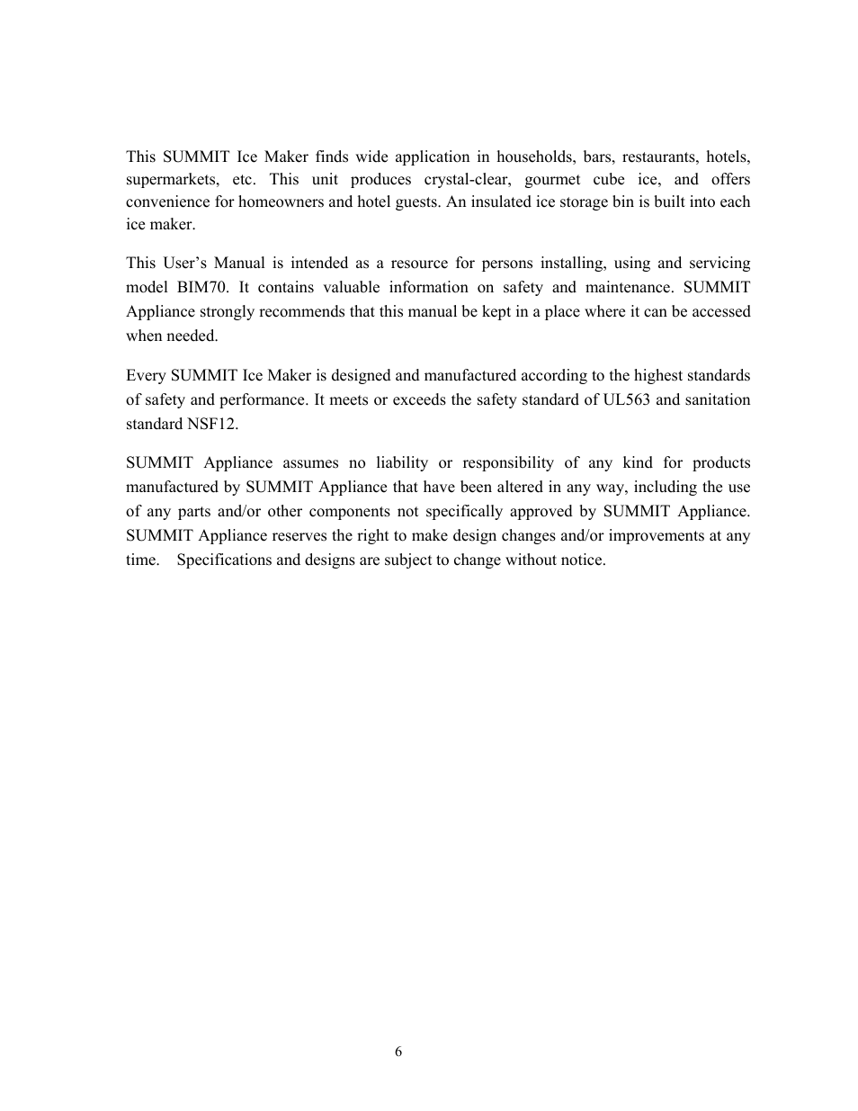 Introduction | Summit BIM70 User Manual | Page 7 / 32