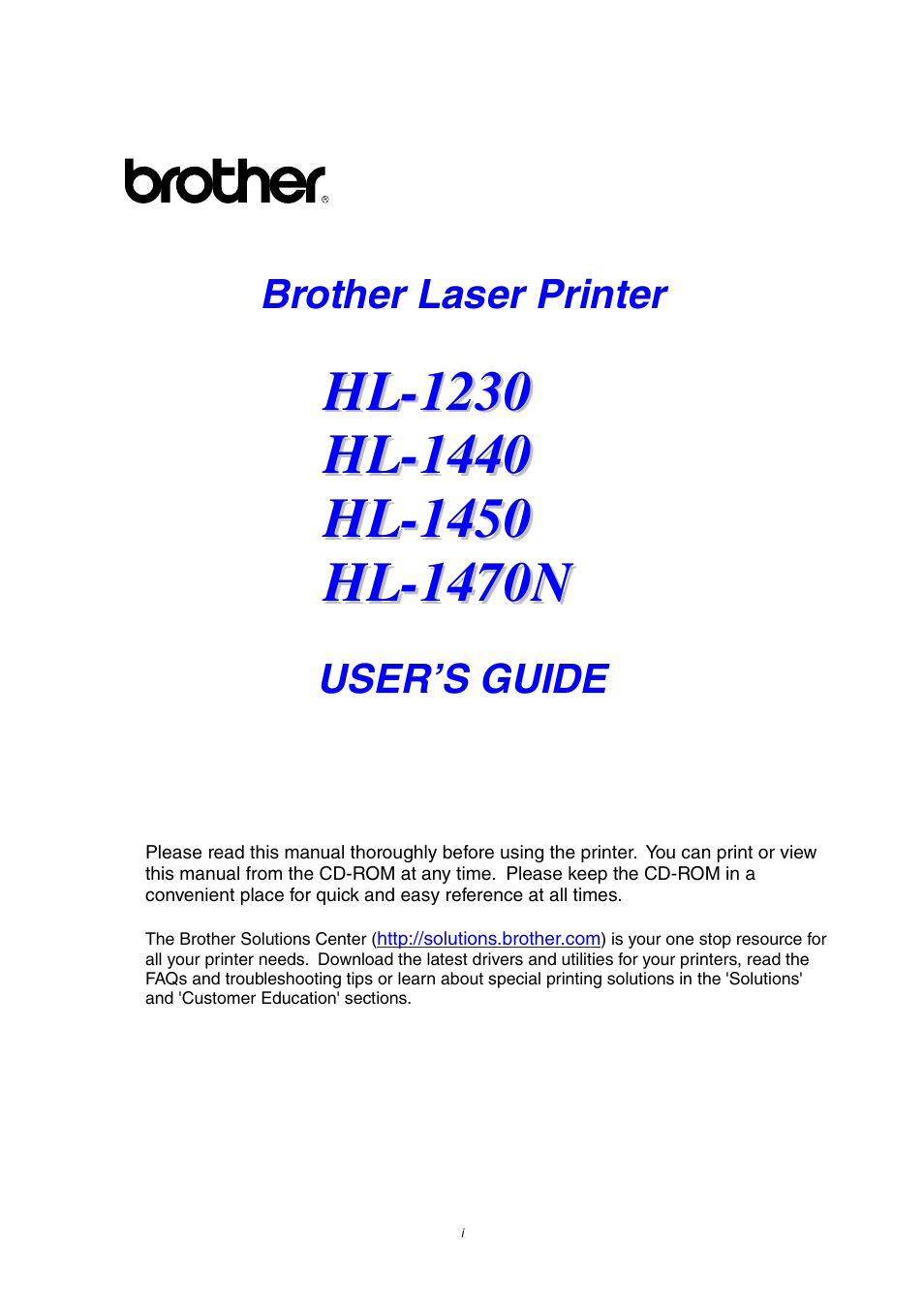 Brother HL-1230 EN User Manual | 116 pages