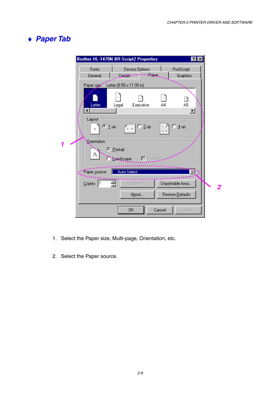 Paper tab | Brother HL-1230 EN User Manual | Page 48 / 116
