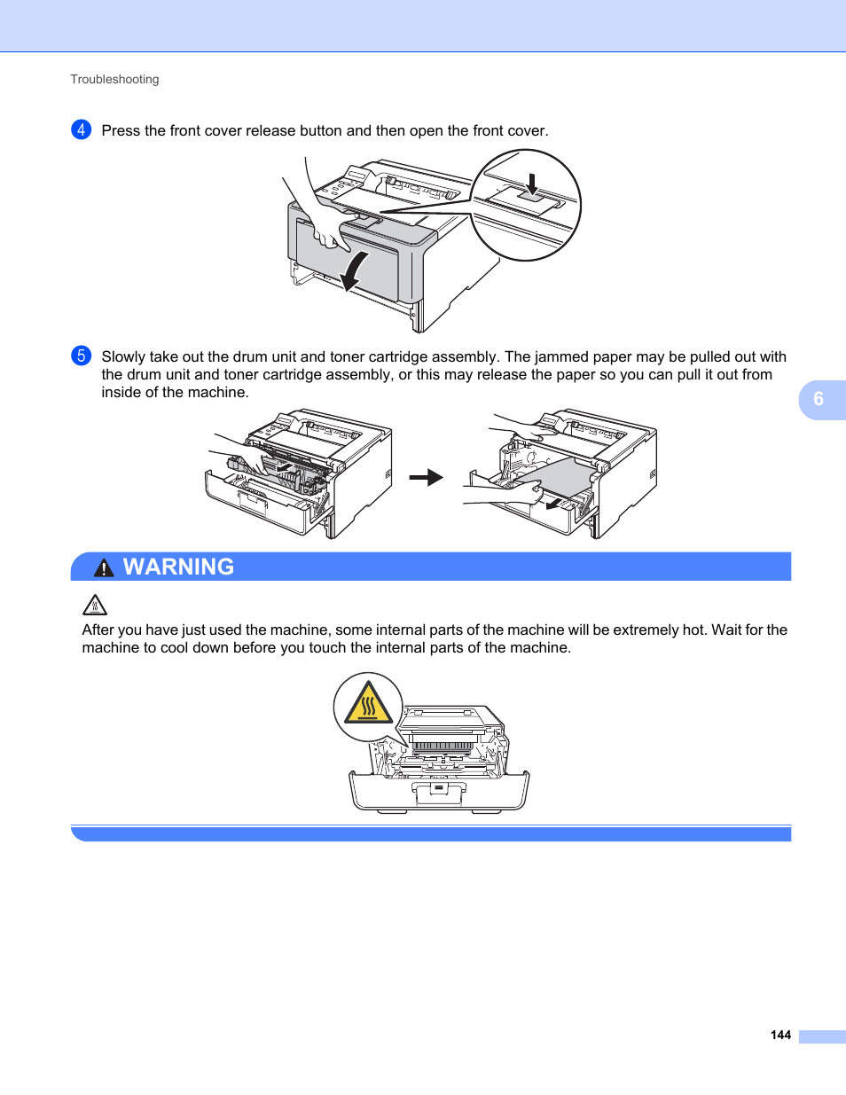 Warning | Brother HL-5470DWT User Manual | Page 150 / 177
