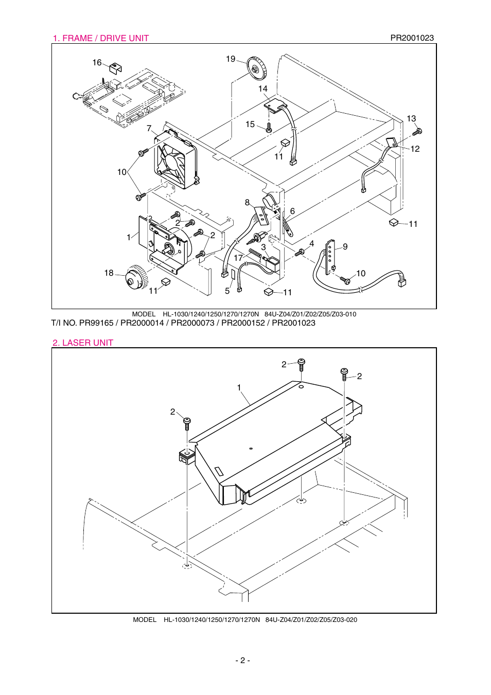 Drawing, Ul9311001, 1 main motor assy | 4 taptite, cup s m3x6, Lj4069001, 1 solenoid assy, 1 screw, bind m3x4, Lj4432001, 1 tape 32x12, Ul8984001 | Brother 1270N User Manual | Page 223 / 243