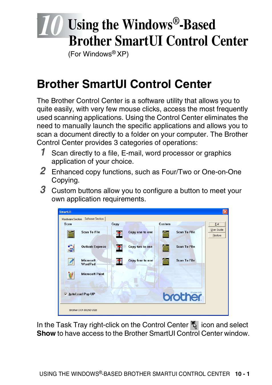 Brother smartui control center, Using the windows, Based brother smartui | Control center -1, Brother smartui control center -1, See using the windows, Based brother, Based brother smartui control center | Brother DCP-8025D User Manual | Page 158 / 284