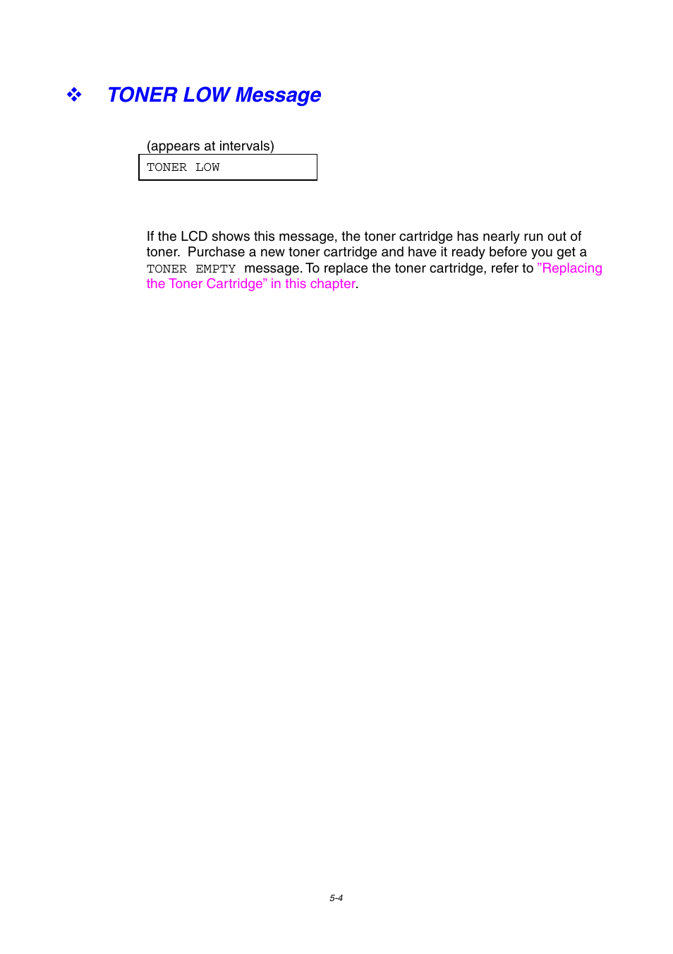 Toner low message, Toner low message -4 | Brother HL-1800 series User Manual | Page 124 / 204