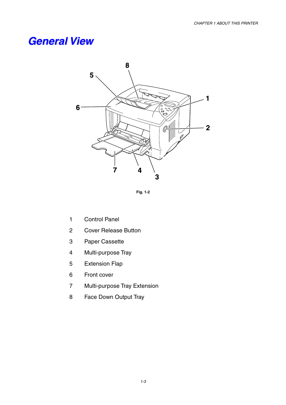 General view, General view -3 | Brother HL-1800 series User Manual | Page 13 / 204