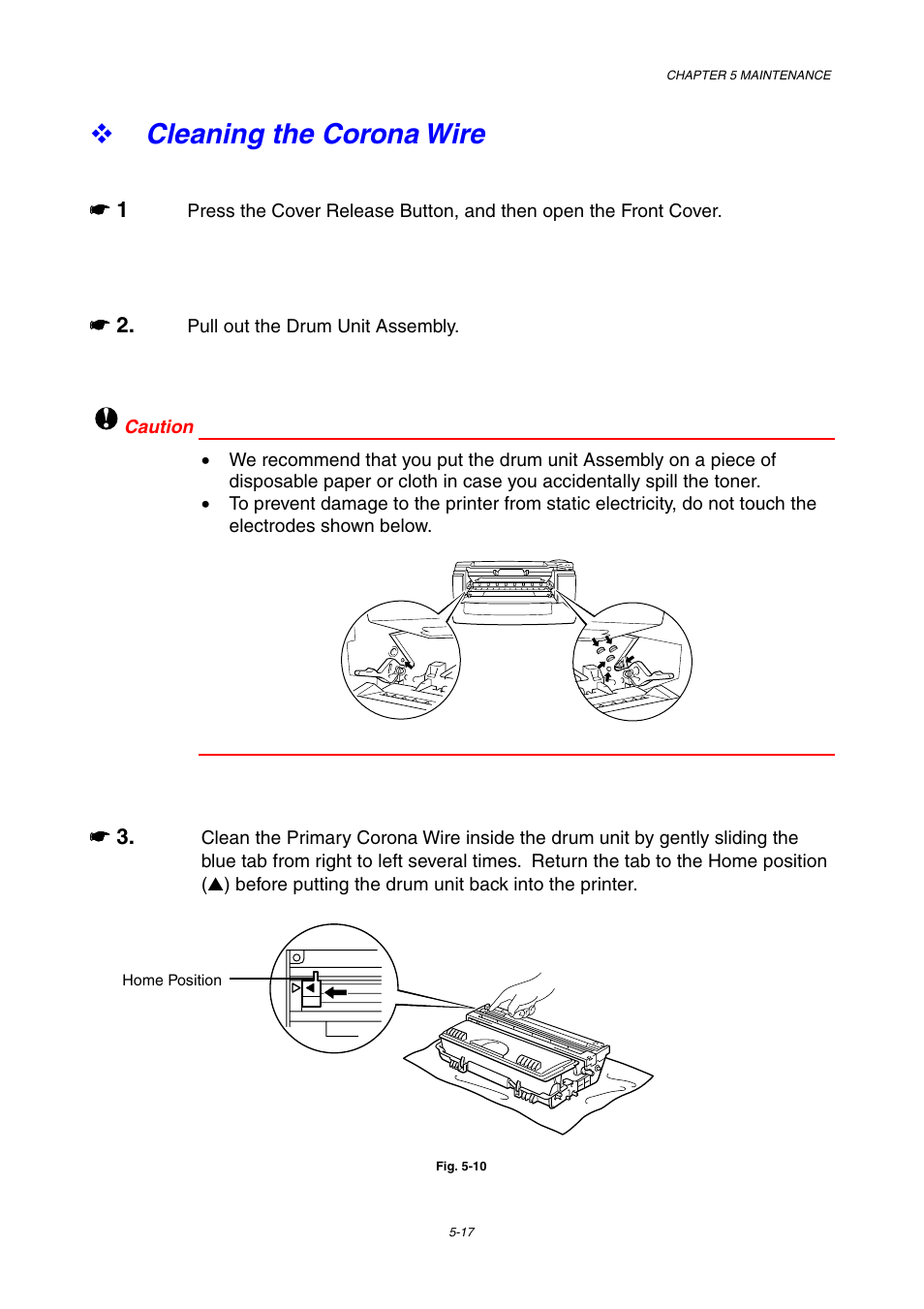 Cleaning the corona wire, Cleaning the corona wire -17 | Brother HL-1800 series User Manual | Page 137 / 204