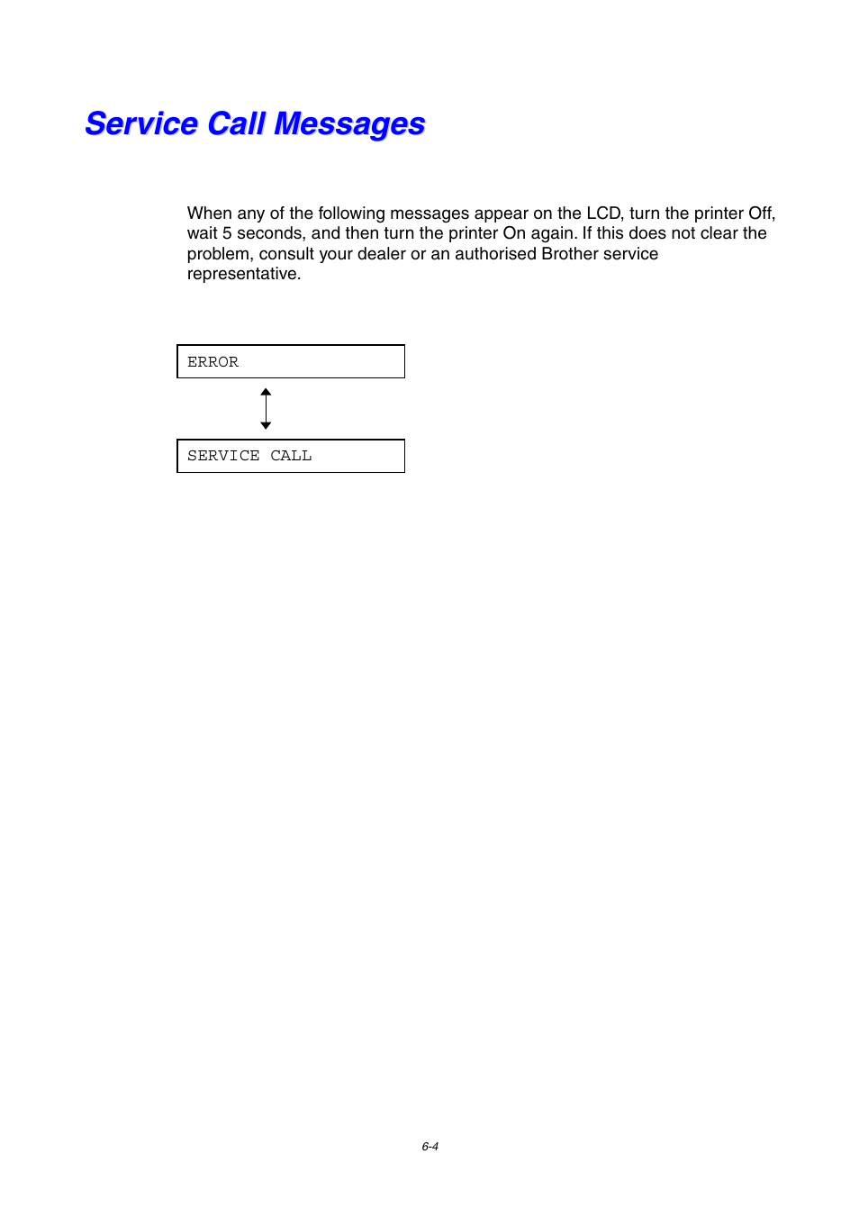 Service call messages, Service call messages -4 | Brother HL-1800 series User Manual | Page 143 / 204
