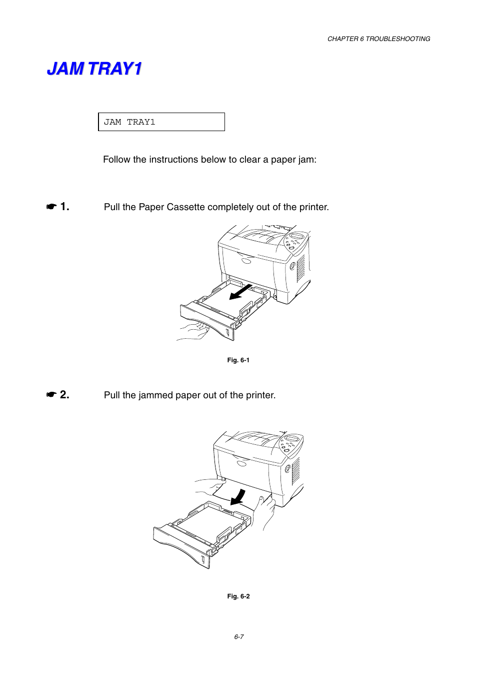 Jam tray1, Jam tray1 -7 | Brother HL-1800 series User Manual | Page 146 / 204