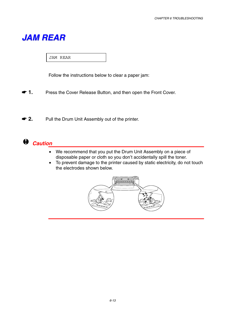 Jam rear, Jam rear -13 | Brother HL-1800 series User Manual | Page 152 / 204