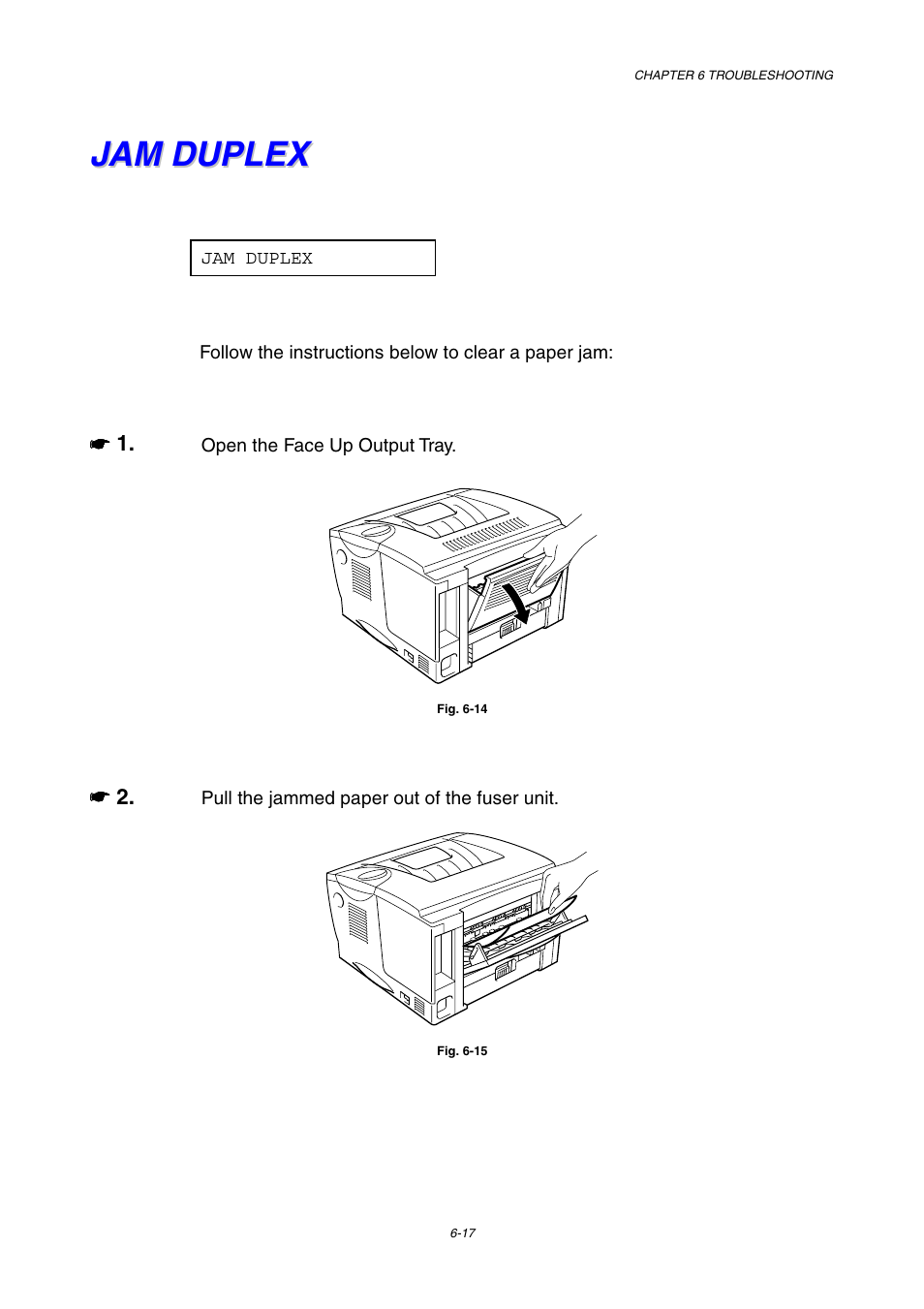 Jam duplex, Jam duplex -17 | Brother HL-1800 series User Manual | Page 156 / 204