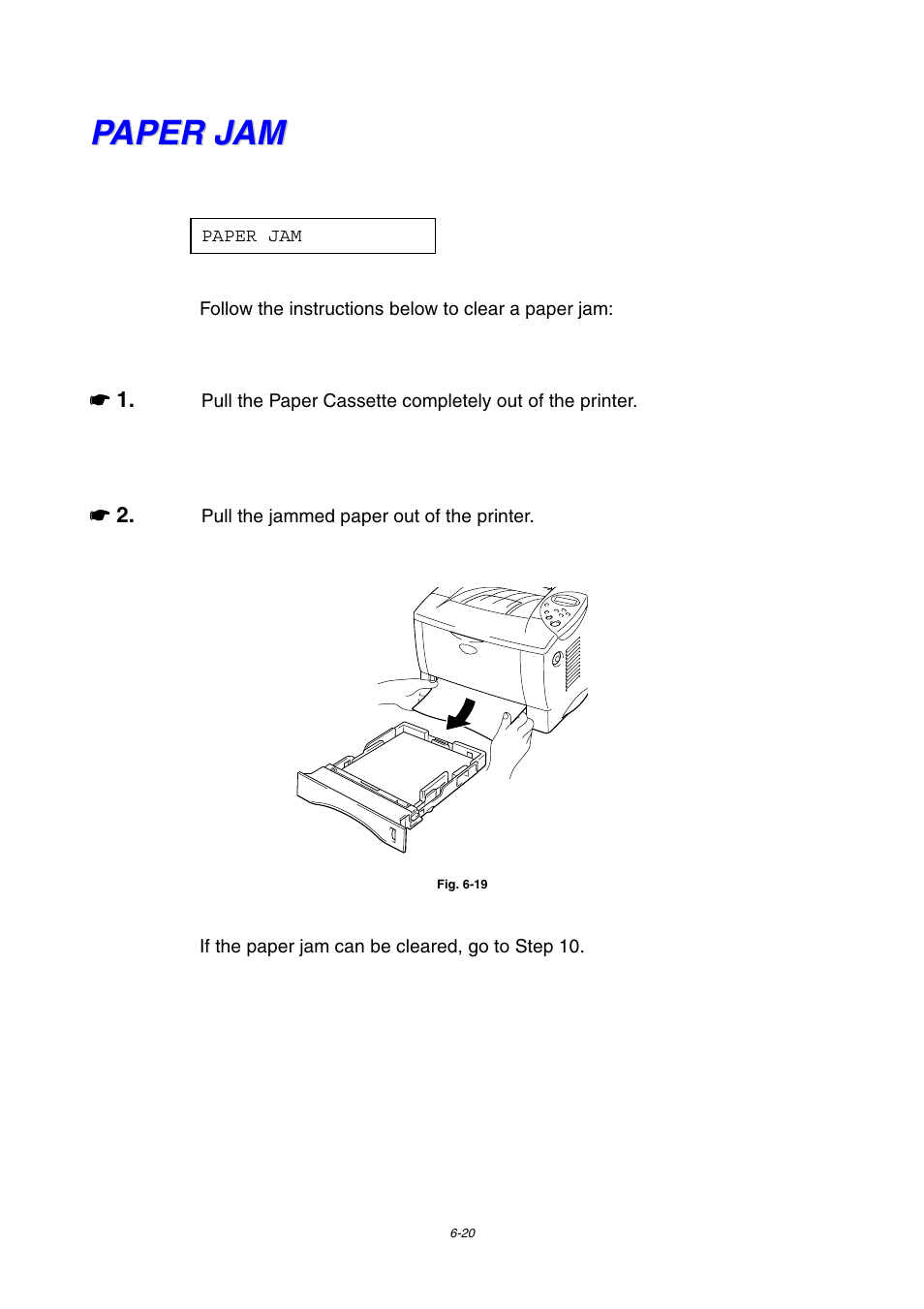 Paper jam, Paper jam -20 | Brother HL-1800 series User Manual | Page 159 / 204