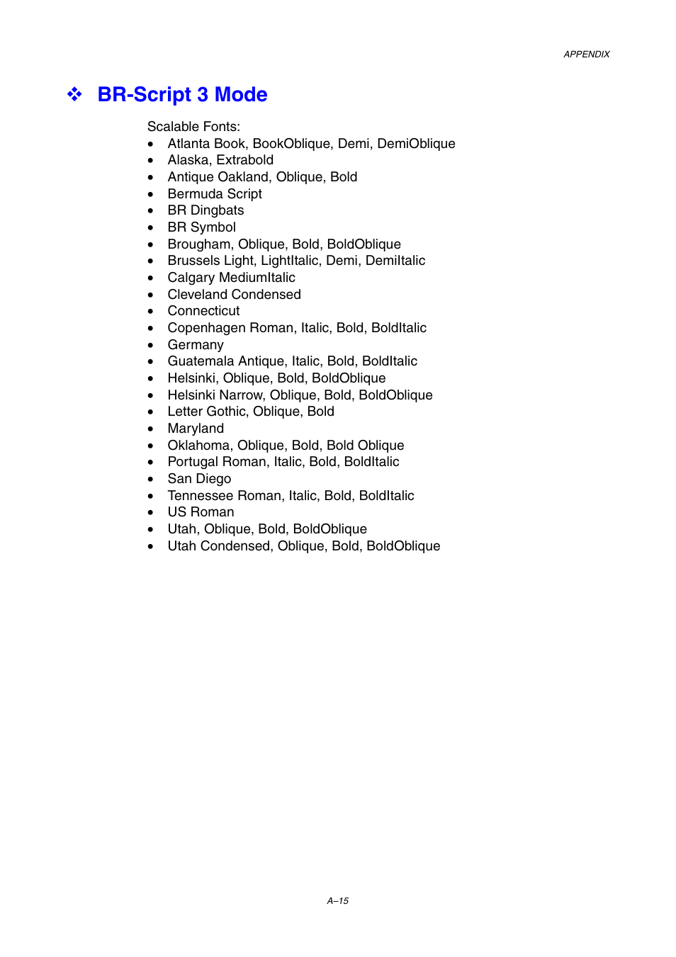 Br-script 3 mode | Brother HL-1800 series User Manual | Page 185 / 204