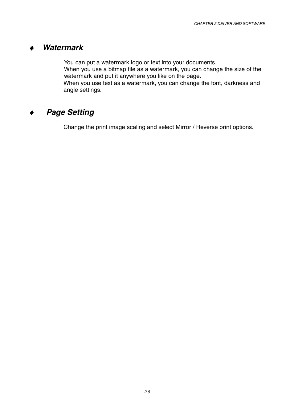 Watermark, Page setting | Brother HL-1800 series User Manual | Page 51 / 204