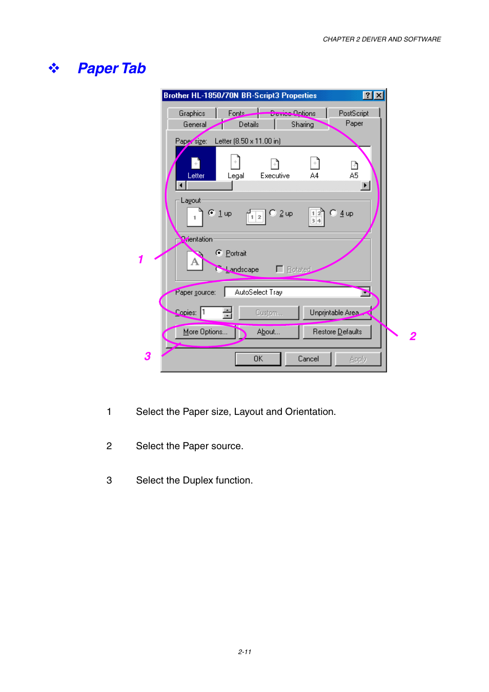 Paper tab, Paper tab -11 | Brother HL-1800 series User Manual | Page 57 / 204