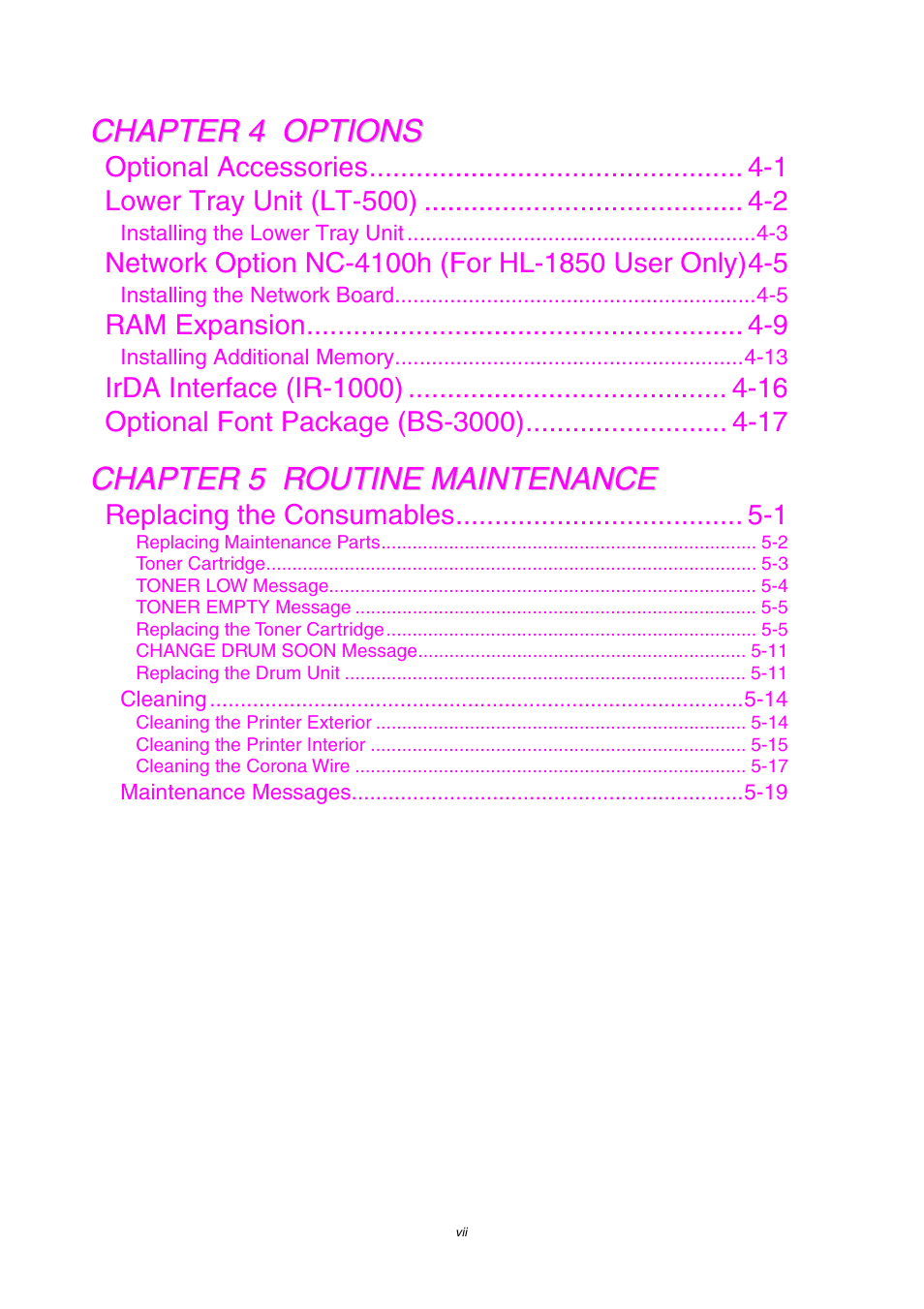 Brother HL-1800 series User Manual | Page 8 / 204