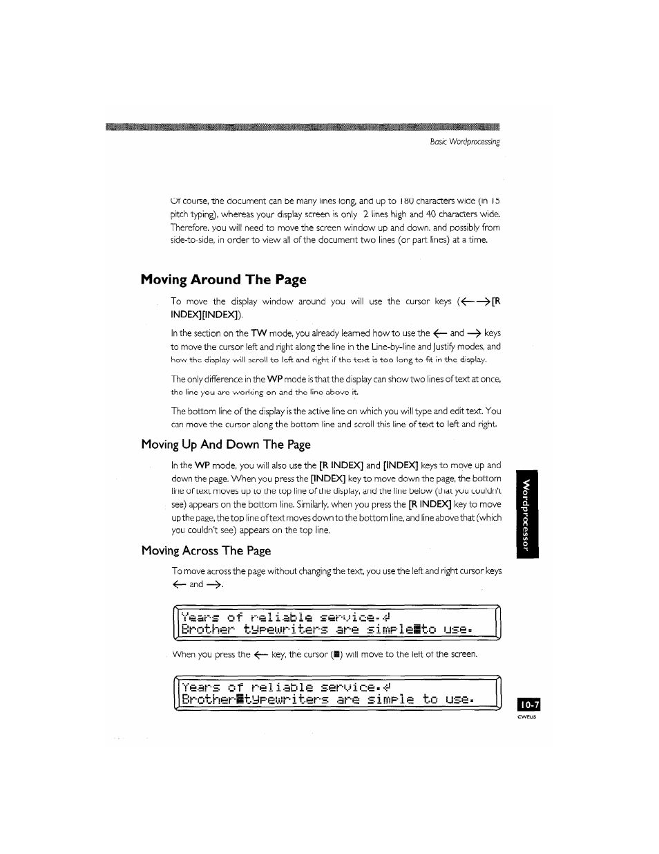 Moving around the page, Years o f r« 1 | Brother CM-2000 User Manual | Page 105 / 201