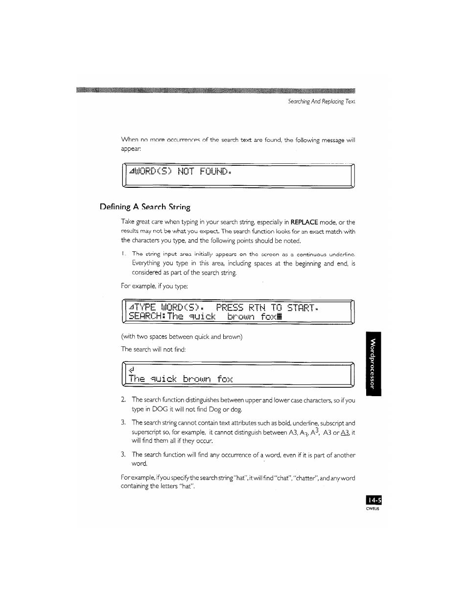Defining a search string, Defining a search string -5, Z'lfirl-ri« ins яи1ск drown fioxis | Brother CM-2000 User Manual | Page 139 / 201