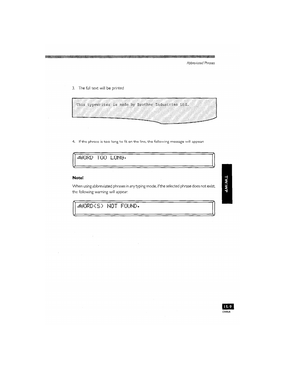 Liordis) not found, 4ii.iiord too l0n6 | Brother CM-2000 User Manual | Page 151 / 201