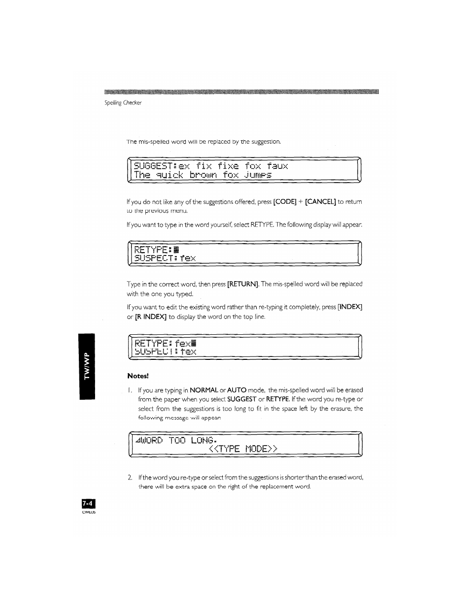 Bugot—*ts sx tix tixs tox t3u, Retyh‘£ s a bubr'b-ct s f 0.x, Tvpe mode | Retyh‘£ s a bubr'b-ct | Brother CM-2000 User Manual | Page 162 / 201