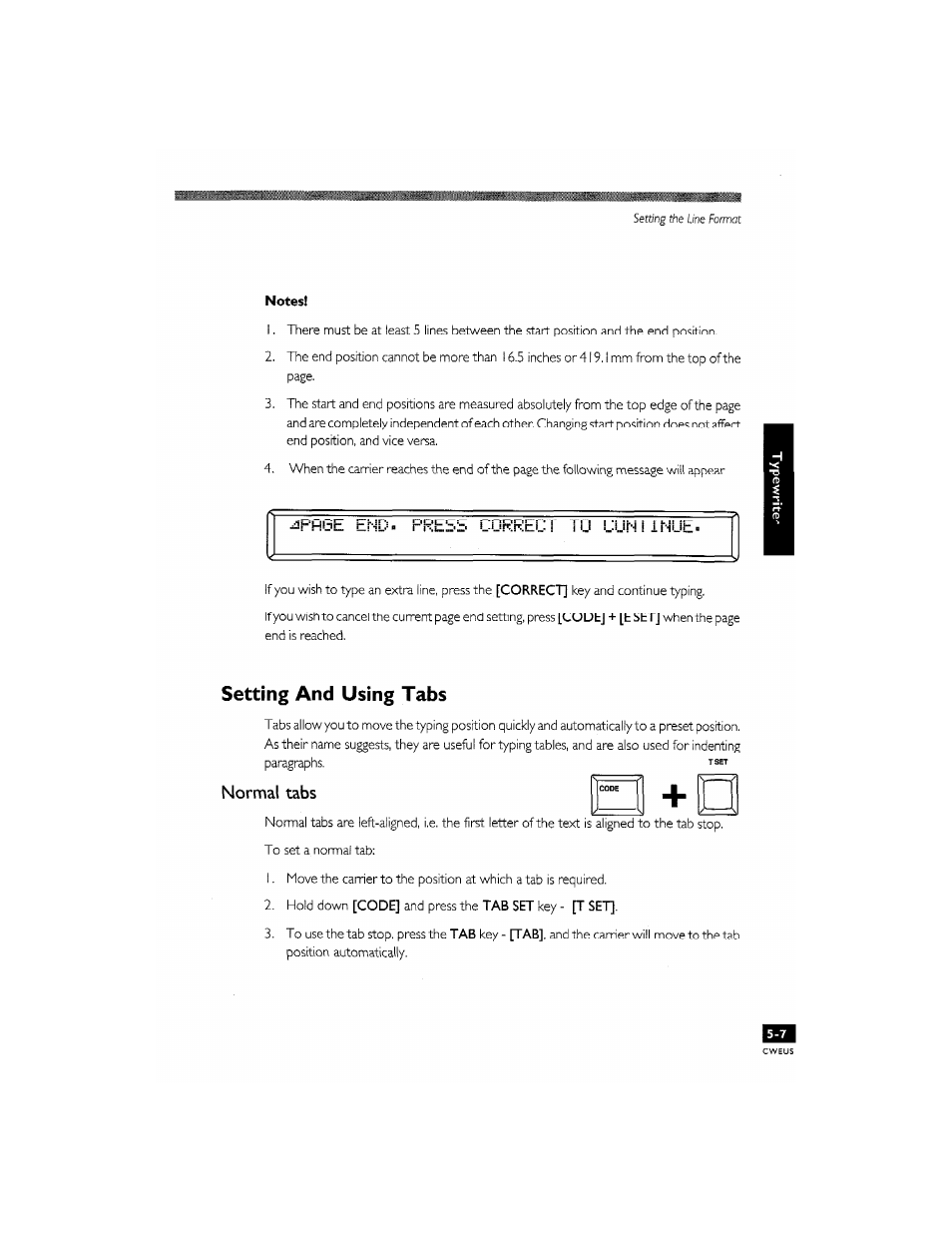 Normal tabs, Normal tabs -7, Setting and using tabs | Brother CM-2000 User Manual | Page 61 / 201