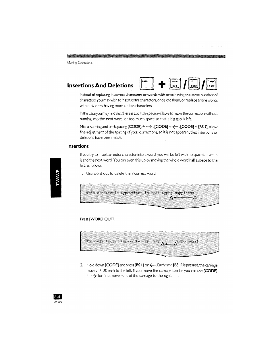 Insertions and deletions, Insertions and deletions -4, H/b/h | Brother CM-2000 User Manual | Page 84 / 201